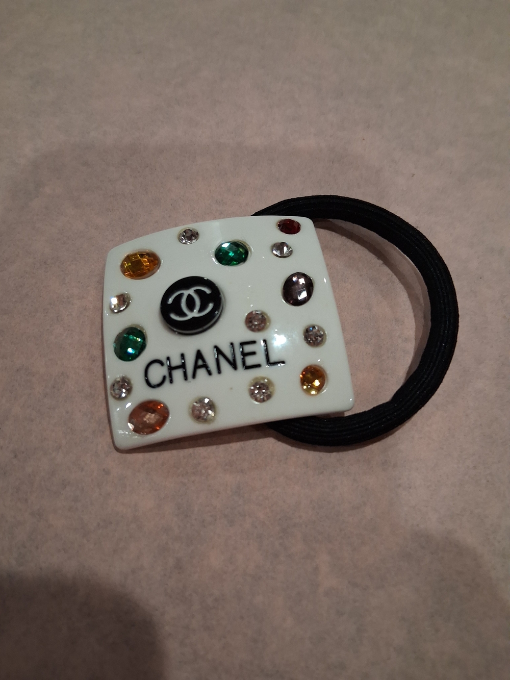RARE CHANEL GWP White Jeweled Hair Tie. - Picture 3 of 4